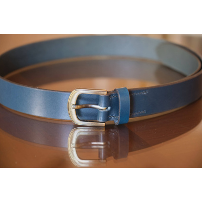 ceinture cuir artisanale bleue largeur 25 homme et femme