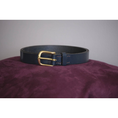 Ceinture cuir artisanale bleue - marron 25